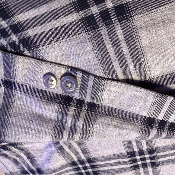 Marc Anthony Natural Stretch Plaid Button-Up Shirt – XL Slim Fit – Gray/Black - Picture 5 of 8